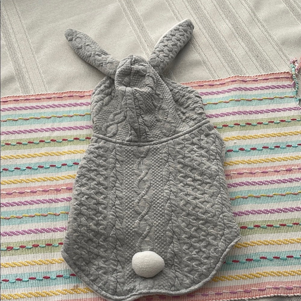 Small pet Bunny Sweater coat with Velcro size small grey color